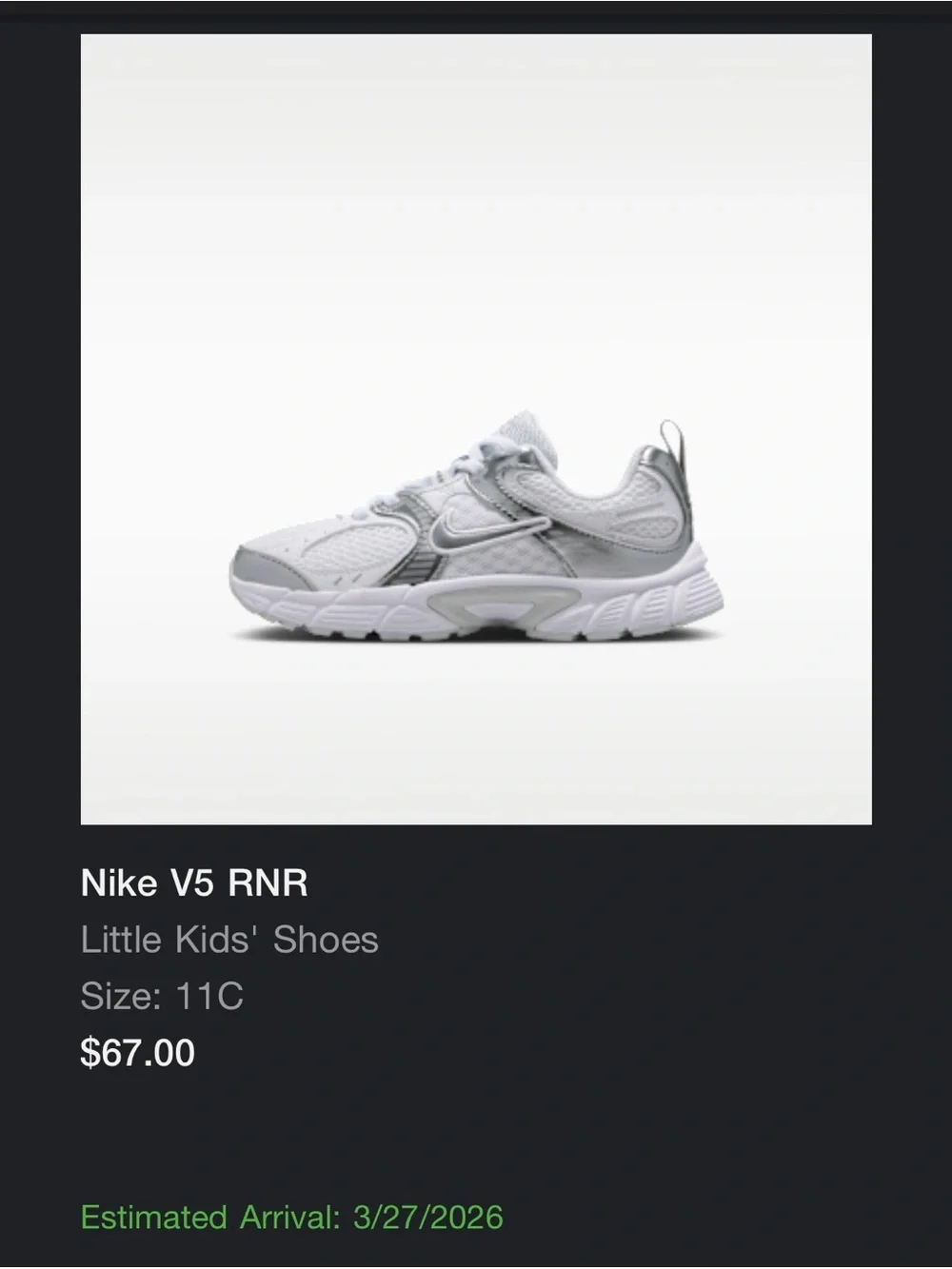 Nike Kids V5 RNR Sneakers in White and Light Gray